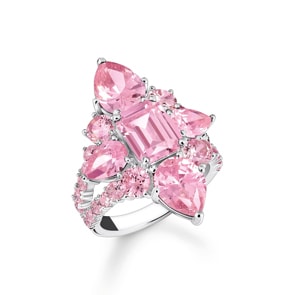 Thomas Sabo Heritage Pink Cocktailring mit pinkfarbenen Steinen Silber