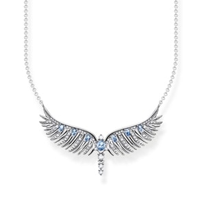 Thomas Sabo Kette Phönix-Flügel mit blauen Steinen silber
