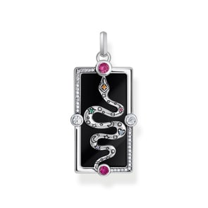 Thomas Sabo Anhänger Schlange mit schwarzer Kaltemaille und bunten Steinen Silber