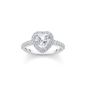 Thomas Sabo Love & Hearts Bague halo en argent avec zircon blanc en forme de cœur