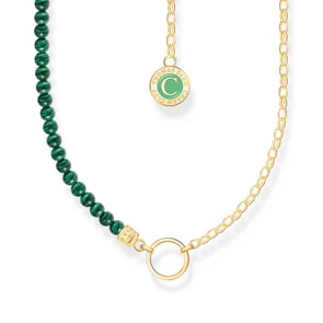 Thomas Sabo Membre Chaîne Charm avec maillons et imitation malachite plaquée or