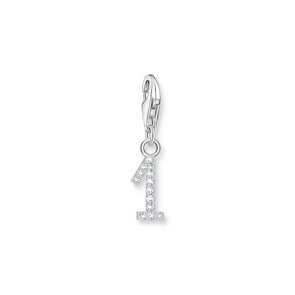 Thomas Sabo Number Charms Charm-Anhänger Zahl 1 mit weissen Steinen Silber