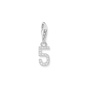 Thomas Sabo Number Charms Charm-Anhänger Zahl 5 mit weissen Steinen Silber