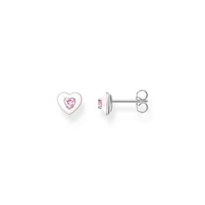 Thomas Sabo Ohrstecker Herz mit pinkem Stein Silber