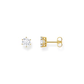 Thomas Sabo Ohrstecker mit weissem Stein im Brillantschliff vergoldet