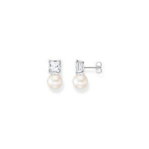 Thomas Sabo Ohrstecker Perle mit weissem Stein silber