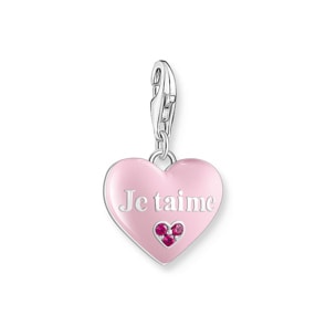 Thomas Sabo Paris Charms Charm-Anhänger rosa Je t´aime Herz Silber
