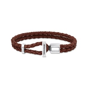Thomas Sabo Rebel Basics Lederarmband doppelt in Braun Silber