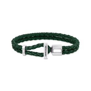 Thomas Sabo Rebel Basics Lederarmband doppelt in Grün Silber