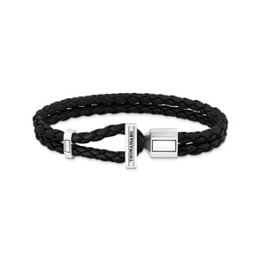 Thomas Sabo Rebel Basics Lederarmband doppelt in Schwarz Silber