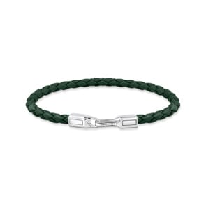 Thomas Sabo Rebel Basics Lederarmband schmal in Grün Silber