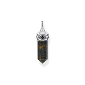 Thomas Sabo Rebel Crystal Silver blackened pendant with hexagon-cut gold blue tiger's eye