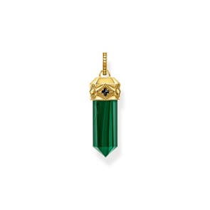 Thomas Sabo Rebel Crystal Gold-plated pendant with hexagon-cut green malachite