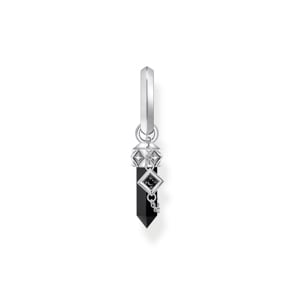 Thomas Sabo Rebel Crystal Einzel-Creole mit Onyx-Anhänger und Kette Silber geschwärzt