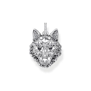 Thomas Sabo Rebel Wolf Anhänger Wolf Gesicht mit Steinen Silber geschwärzt