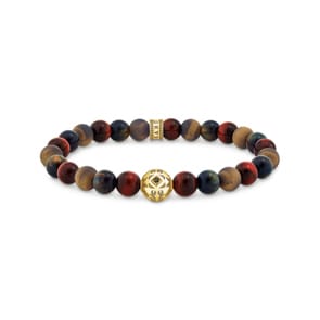 Thomas Sabo Rebel Wolf Beads-Armband aus Tigerauge vergoldet