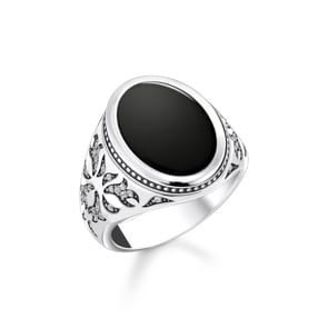 Thomas Sabo Rebel Wolf Sterling Silver Rebel at Heart Herrenring Schwarz