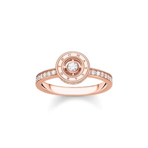 Thomas Sabo Bague cercle avec pierres blanches or rose
