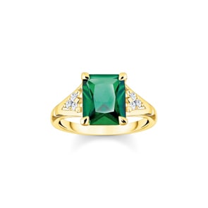 Thomas Sabo Ring mit grünen und weissen Steinen vergoldet