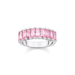 Thomas Sabo Ring mit pinken Steinen Pavé Silber