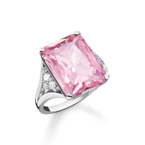Thomas Sabo Ring mit pinken und weissen Steinen Silber