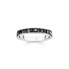 Thomas Sabo Bague pierres noires pavé argent