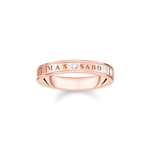Thomas Sabo Bague avec pierres blanches or rose