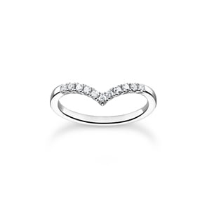 Thomas Sabo Ring V-Form mit weissen Steinen silber