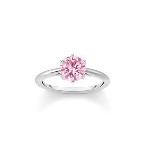 Thomas Sabo Sparkling Pink Ring mit pinkfarbenem Stein im Brillantschliff Silber