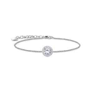 Thomas Sabo Sparkling White Armband mit Halo-Anhänger und weissen Steinen Silber