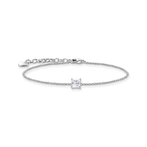 Thomas Sabo Sparkling White Armband mit quadratischem Stein-Anhänger in Weiss Silber