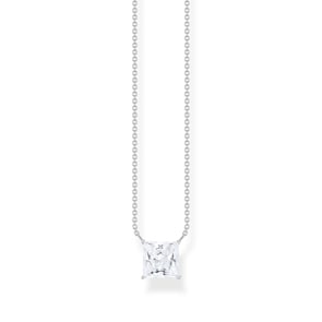 Thomas Sabo Sparkling White Kette mit quadratischem Stein-Anhänger in Weiss Silber