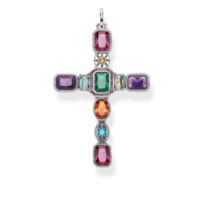 Thomas Sabo Sterling Silver Glam & Soul Anhänger Kreuz Farbige Steine