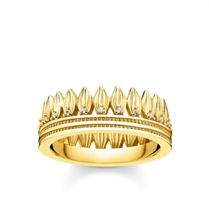 Thomas Sabo Sterling Silver Glam & Soul Damenring Krone Blätter Gold