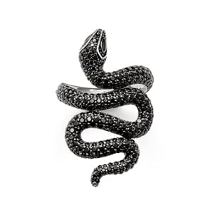 Thomas Sabo Sterling Silver Glam & Soul Damenring Schwarze Schlange Pavé