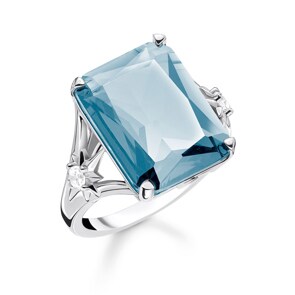 Thomas Sabo Sterling Silver Glam & Soul Bague Pierre Bleue Grande avec Étoile