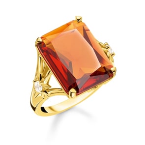 Thomas Sabo Sterling Silver Glam & Soul Damenring Stein Orange Gross mit Stern