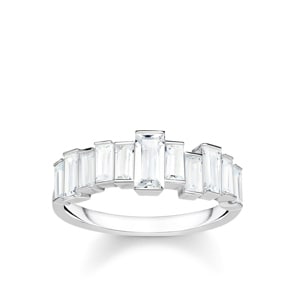 Thomas Sabo Sterling Silver Glam & Soul Bague pour Femmes Pierres Blanches Taille Baguette