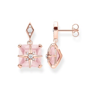 Thomas Sabo Sterling Silver Glam & Soul Clous d'oreilles Pierre Rose avec Étoile