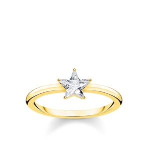 Thomas Sabo Sterling Silver Glam & Soul Ring Funkelnder Stern Gold