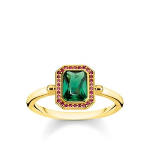 Thomas Sabo Sterling Silver Glam & Soul Ring Steine Rot & Grün Gold