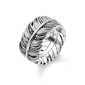 Thomas Sabo Sterling Silver Rebel at Heart Ring Feder Pavé