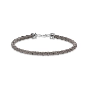 Thomas Sabo Sterling Silver Rebel at Heart Bracelet en cuir gris