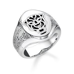 Thomas Sabo Sterling Silver Rebel at Heart Ring Black Cat