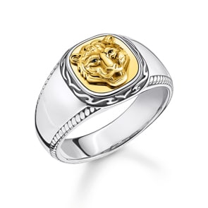 Thomas Sabo Sterling Silver Rebel at Heart Ring Tiger Gold
