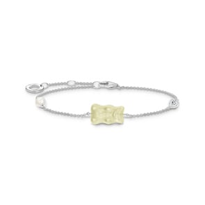 Thomas Sabo x HARIBO Armband mit weissem Goldbären, Perle und Stein Silber