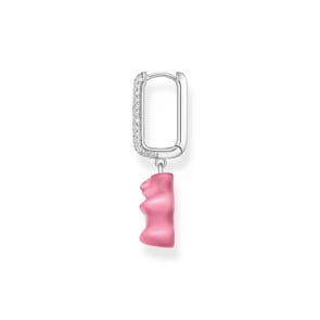 Thomas Sabo x HARIBO Créole individuelle à breloque Ours d’or rose en version moyenne et pierres, argent