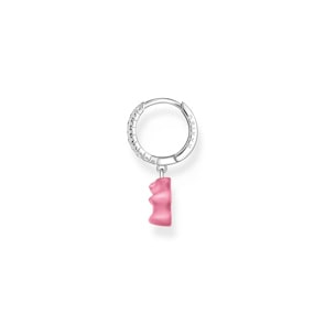 Thomas Sabo x HARIBO Einzel-Creole mit pinkem Goldbären-Anhänger und Steinen Silber
