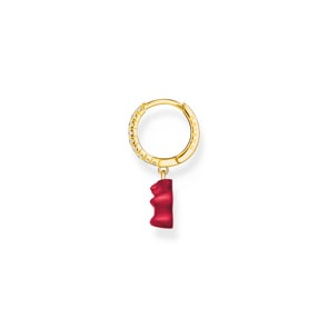 Thomas Sabo x HARIBO Einzel-Creole mit rotem Goldbären-Anhänger und Steinen vergoldet