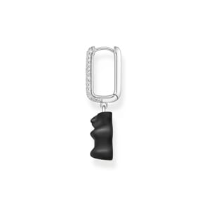 Thomas Sabo x HARIBO Einzel-Creole mit schwarzem Goldbären-Anhänger in Midiversion und Steinen Silber